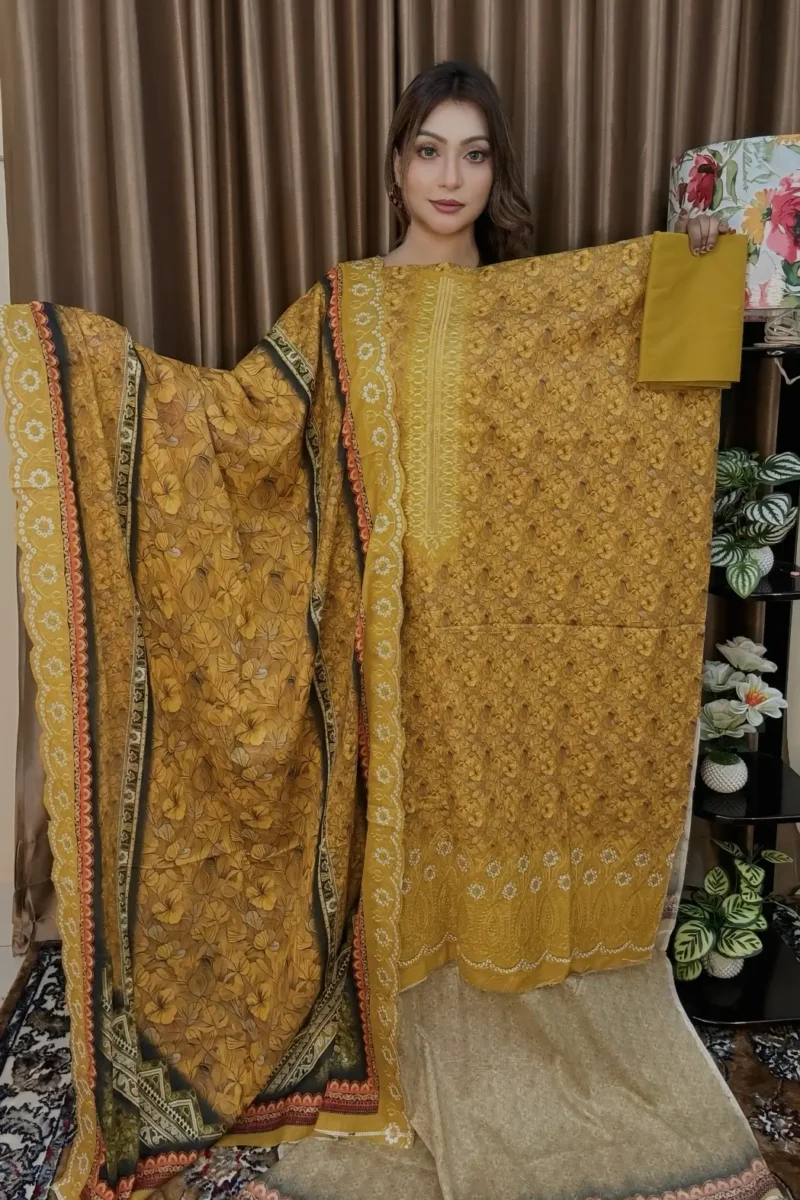 প্রিমিয়াম চিকেনকারি মার্শাল কটন  থ্রি পিস (Basonti )